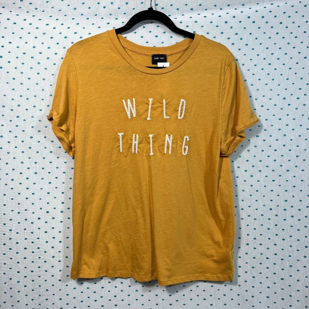 NWT Blank Paige Yellow Wild Thing Rope Embroidered Short Sleeve T-Shirt